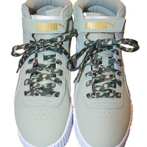 PUMA - Women's Sneakers - Sage Green with Camo Laces - Size 7